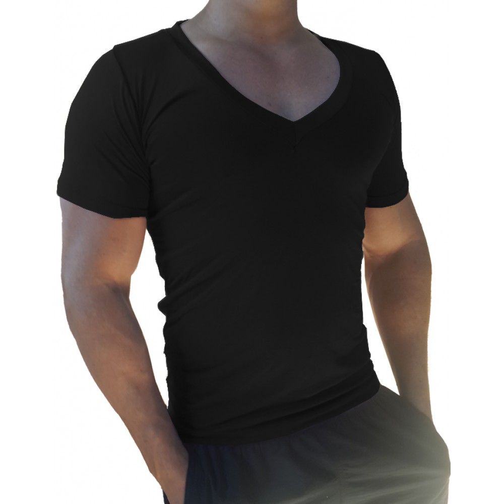 Camiseta Masculina Gola V Cavada Manga Curta