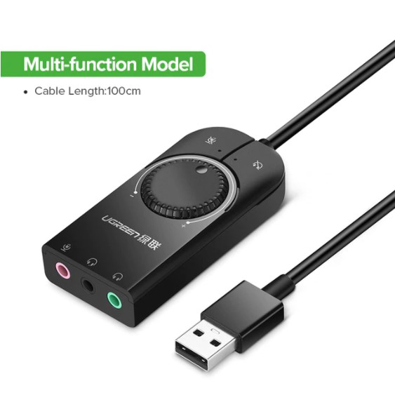 Placa De Som Ugreen 3.5mm Usb Headset Pc Ps4 Laptop - 1mt