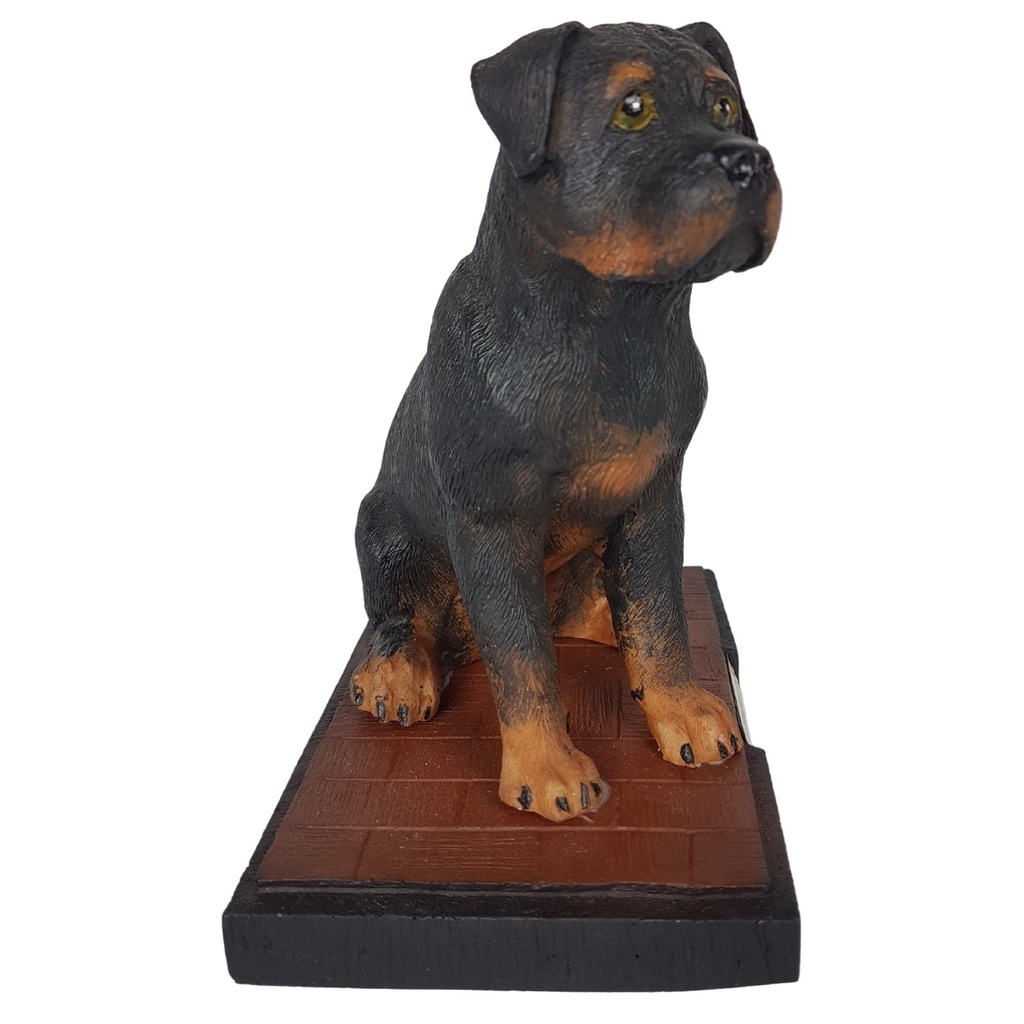 Escultura Estatua Cachorro Rottweiler Bravo Linda Peça Decoração Mesa Estante Escritório