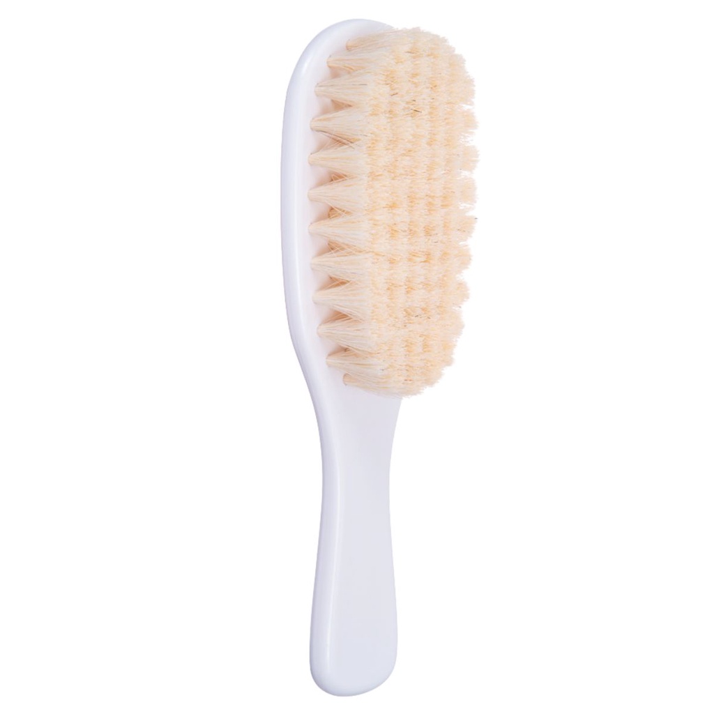 Kit Cuidados e Higiene Bebê Escova Pente Tesoura Cortador de Unhas e Lixa Cerdas Naturais Branco Buba — imagem 2 de 2