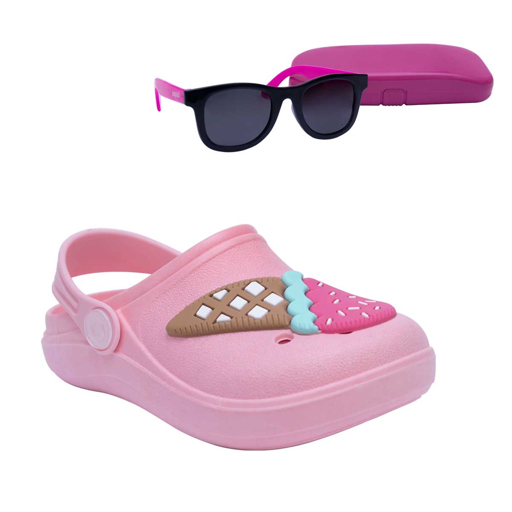 Kit Babuche Sorvete + Oculos de Sol com Capinha Infantil Menina