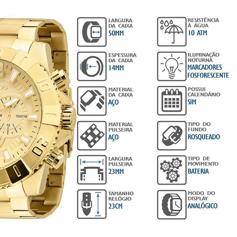 Relogio Technos Masculino Legacy Dourado Os20ib/4x Promocao