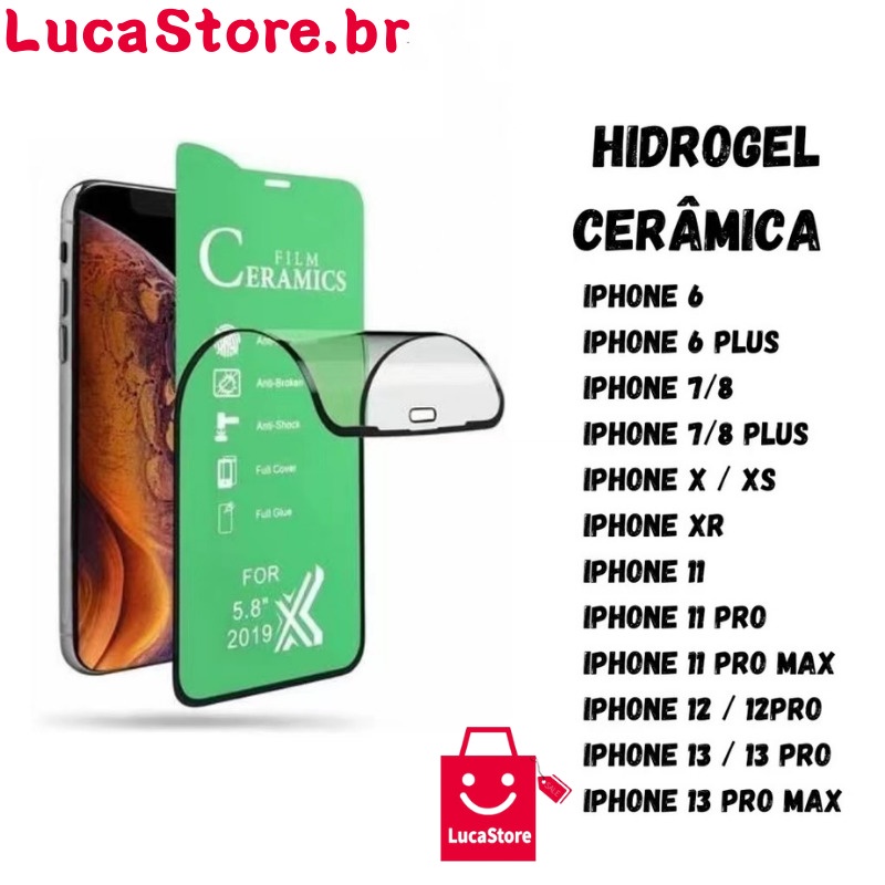 Película Gel 3D 9D Hidrogel Cerâmica Flexível Para Todos Modelos IPhone 13/13Pro/12/12Pro/11/11Pro/Xr/Xs/X/7/8/7 8Plus/6/6S