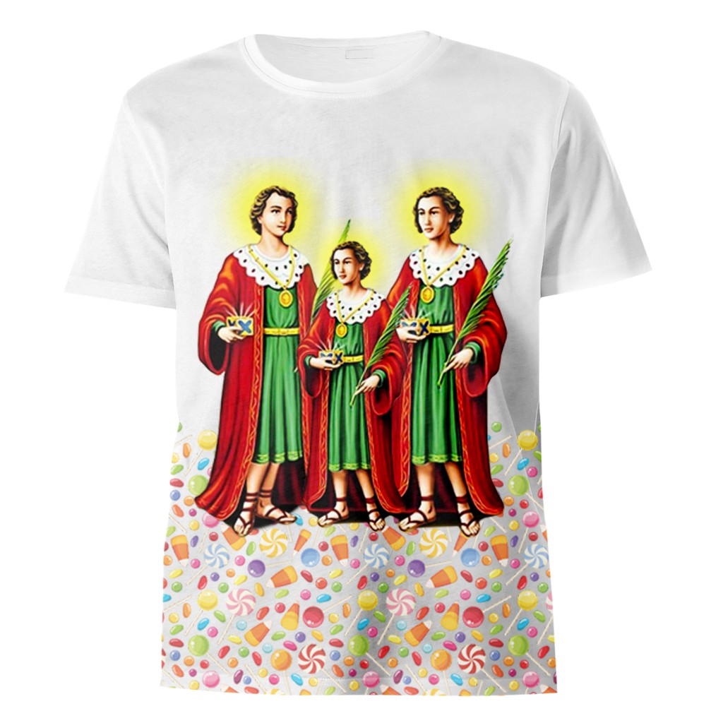 Camiseta Sublimada Candomblé Umbanda Cosme, Damião e Doum - COD.070