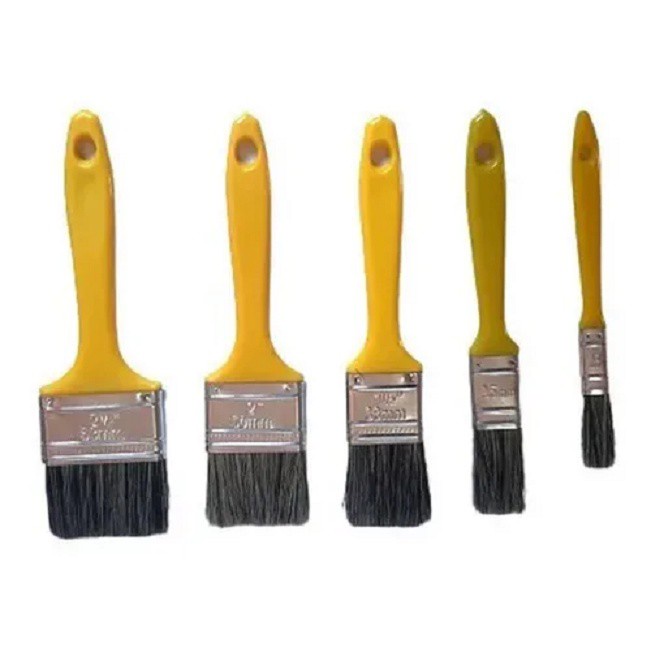 Kit Com 5 Trincha Pincel Cabo Amarelo Compel Para Pintura | Shopee Brasil