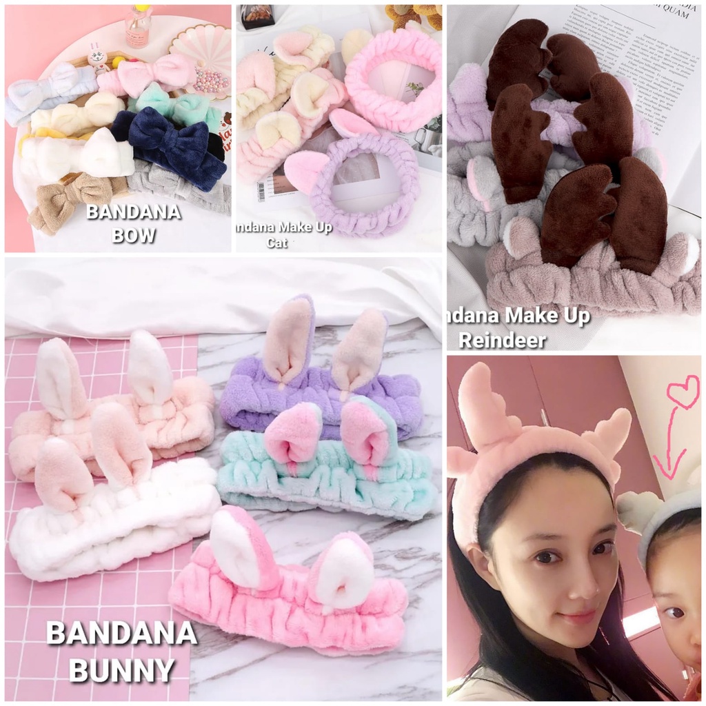 REINDEER MAKE UP BANDANA/Fone De Ouvido De Banho/Acessórios Femininos Coreano Importados/Trimes FLUFFY SOFT