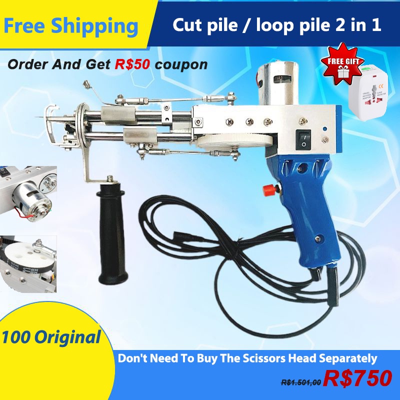 (Yeexshop) 2 Em 1 Tufting Gun (Cut Pile E Loop Pile) Tapete Elétrico Tapete Armas, Tapete De Tecelagem Máquina De Tricô, Presente Para Diy, Tricô & Crochet Suprimentos Com 5-40 Stitch / Sec (Ajustável)