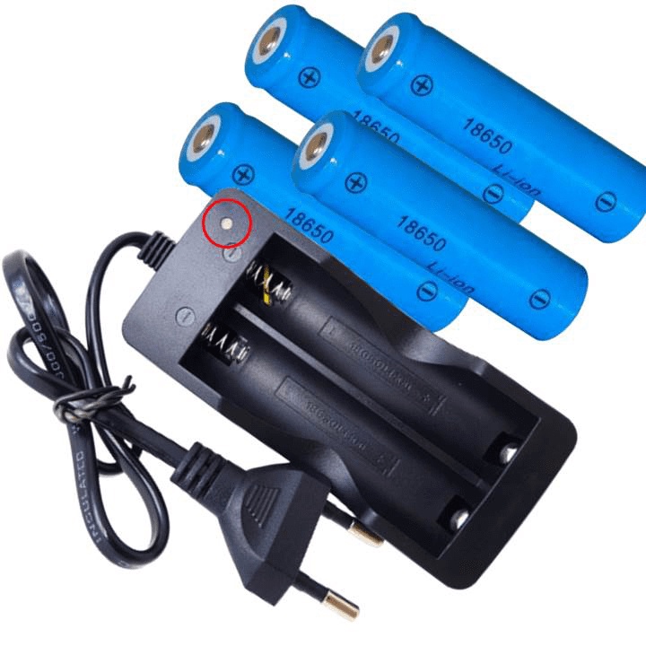 Carregador Acompanha 4 Pilhas Duplo De Pilha E Bateria 4.2v Li-Ion 18650 Recarregável CARREGAF