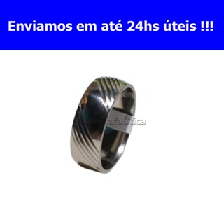 Anel Aliança de Aço Inoxidável Cor Prata Unissex Com Detalhe em Oferta na Shopee