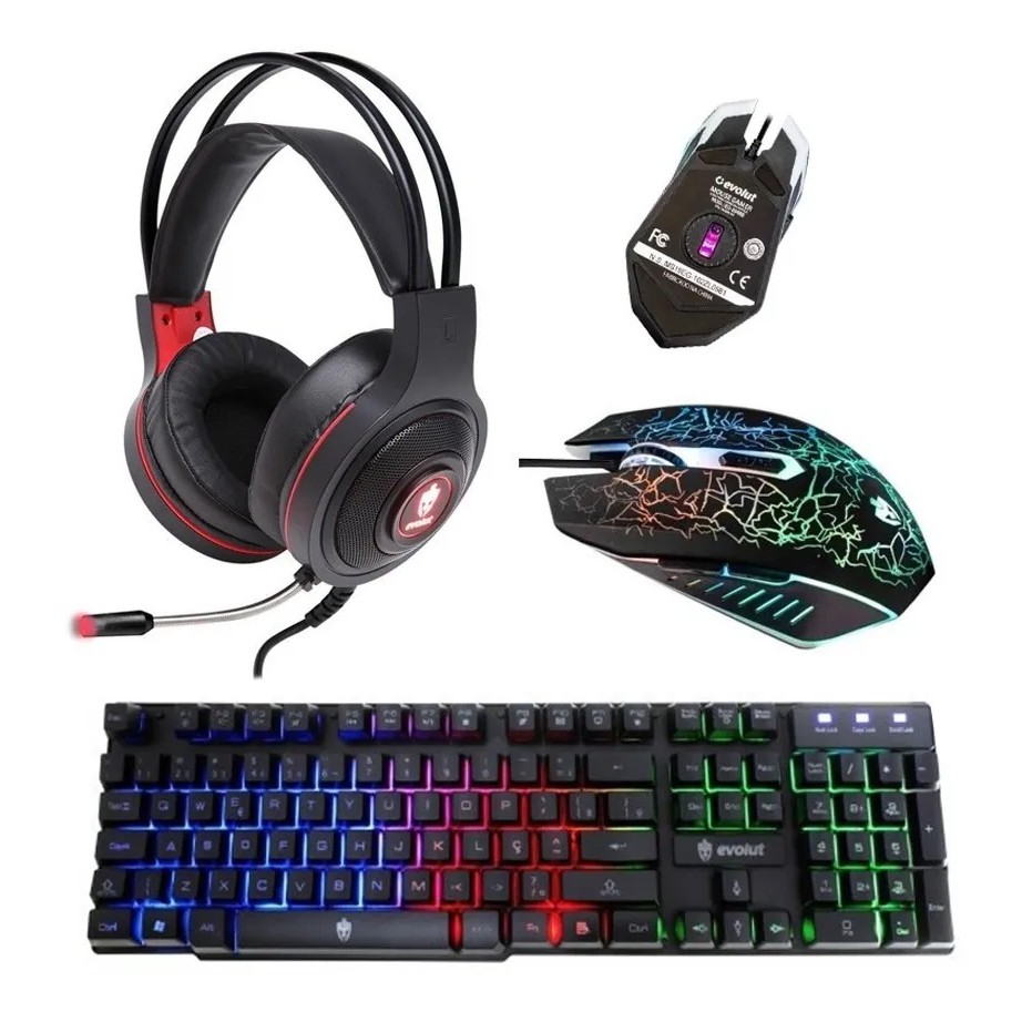 Kit Teclado Gamer Luminoso + Mouse Led Usb 2400 Dpi Gamer + Fone Headset Gamer - Oferta