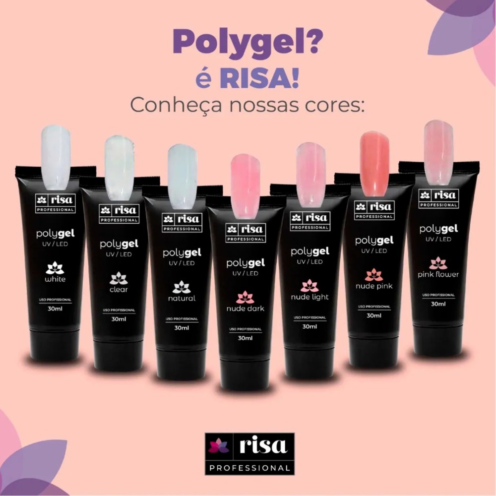 Polygel Risa Hipoalergênico Uv/led Unha Acrigel Fibra 30g ou 50g