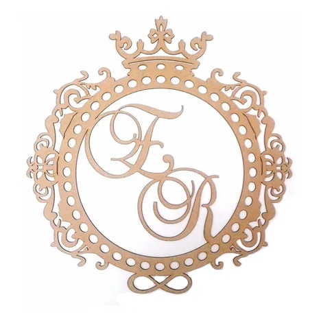 Monograma Brasão Personalizado Para Decoração em mdf Painel Casamento 65cm B3