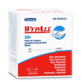 Pano Wiper Wypall X60 Quaterfold com 100 unidades