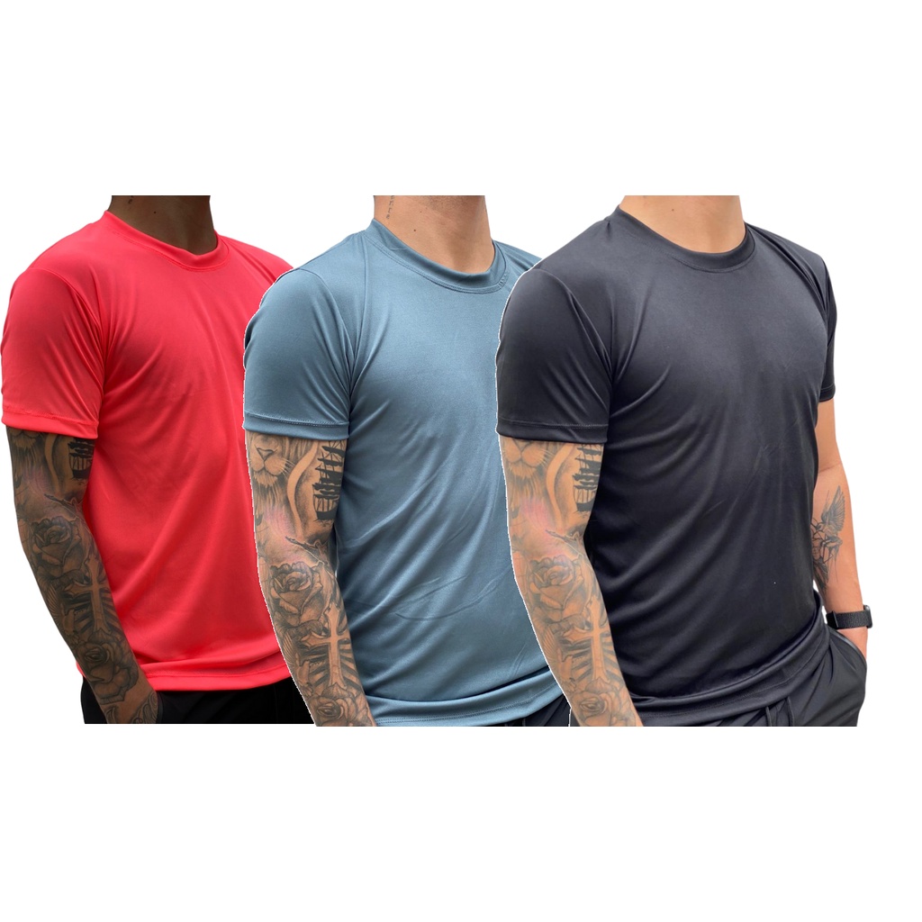 Camiseta Dry Fit Masculina 100% Poliéster Academia Corrida Fitness Proteção UV VÁRIAS CORES