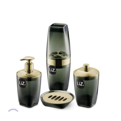 Kit Higiene Banheiro 4 Peças Porta Escova Sabonete Líquido Porta Algodão E Saboneteira Premium Uz Utilidades - Preto   Mais informações   Marca: UZ   Descrição completa   Kit Higiene Premium Preto Dourado 4 Peças - Uz  *** PRODUTO A