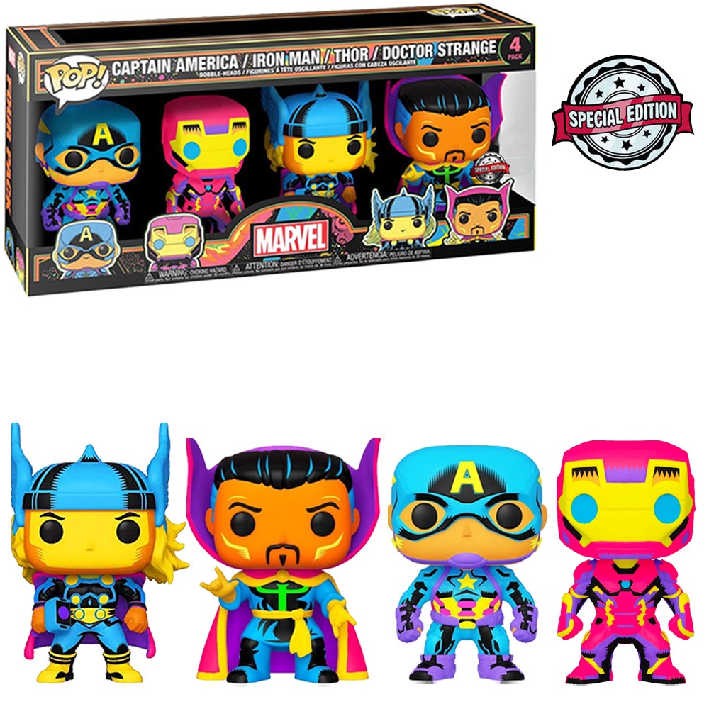 Funko Pop Marvel Black Light 4 Pack 58862 Novo Original | Shopee Brasil