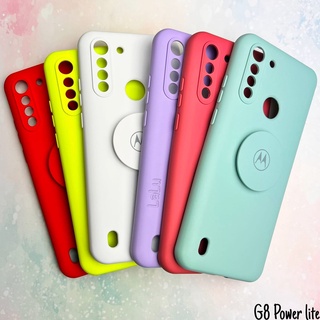 Capinha silicone com suporte para celular/ Moto G8 Power Lite / Capa case colorida(CF21)