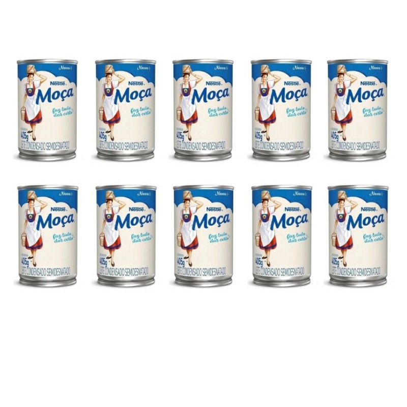 Kit Com 10 Latas De Leite Condensado Moça Semi-Desnatado Nestlé 395ml