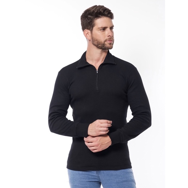 Cacharrel Manga Longa Masculina Zíper Canelado em Oferta na Shopee