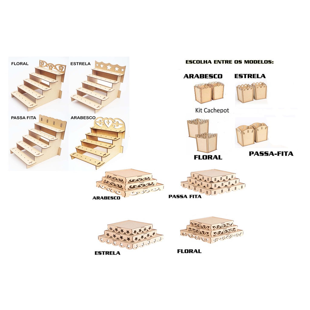 Kit Festa Provençal Decoração Mesa de Doces Escolha seu Modelo Estrela, Passa Fita, Arabesco ou Estrela