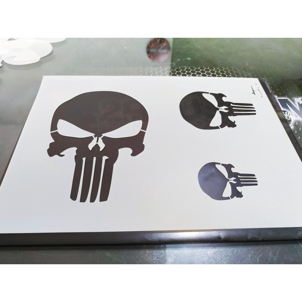 Molde Stencil Vazado Caveira Justiceiro Punisher Para Aerografia
