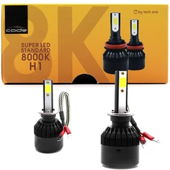 Par de Lâmpadas Super Led Tonalidade Azulada 8000k 12v Encaixe H1 3000 Lúmens Marca Tech One