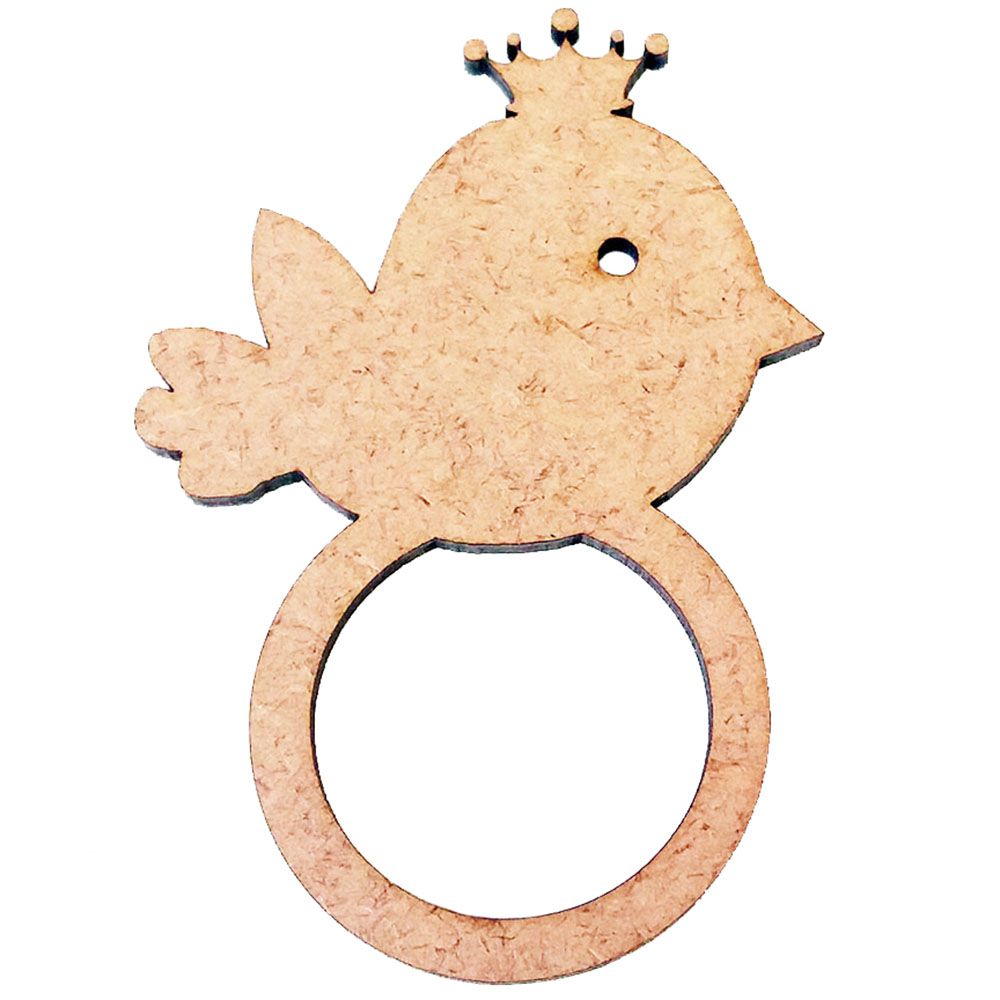 Kit 50 porta guardanapo mdf argola passarinho com coroa