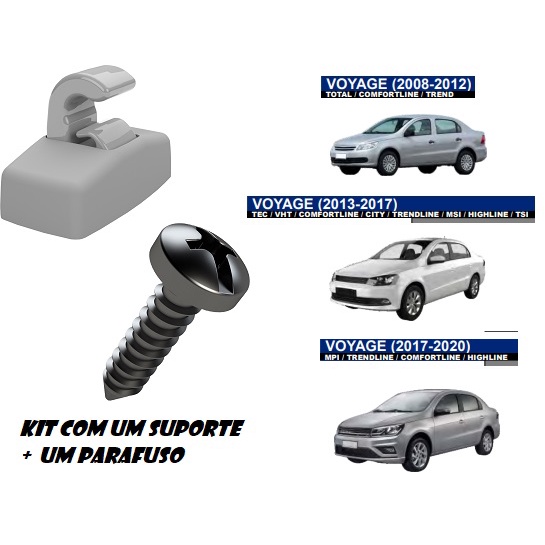 Kit do Suporte do Quebra Sol + Parafuso Volkswagem Voyage 2008- 2020 plast car