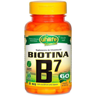 Vitamina B7 Biotina 30mcg 60 Cápsulas 500mg - Unilife Oferta