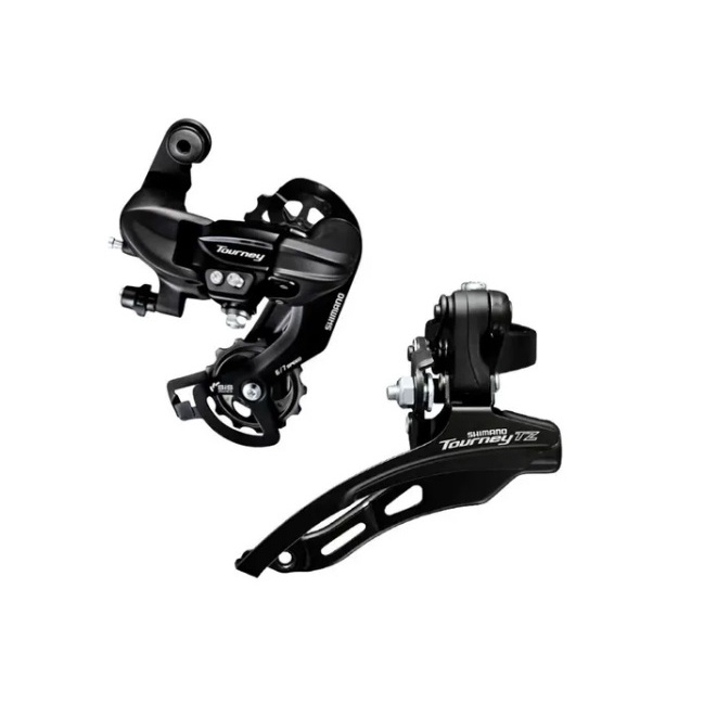 Kit Câmbios Shimano Tourney 6v 7v 8v Dianteiro Tz510 Puxada Por Cima / Traseiro Ty300 Sem Gancheira