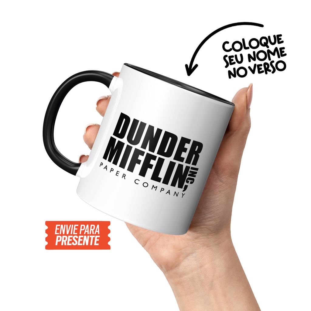 Caneca xícara de cerâmica porcelana série The Office Dunder Mifflin Michael Scott com embalagem para presente