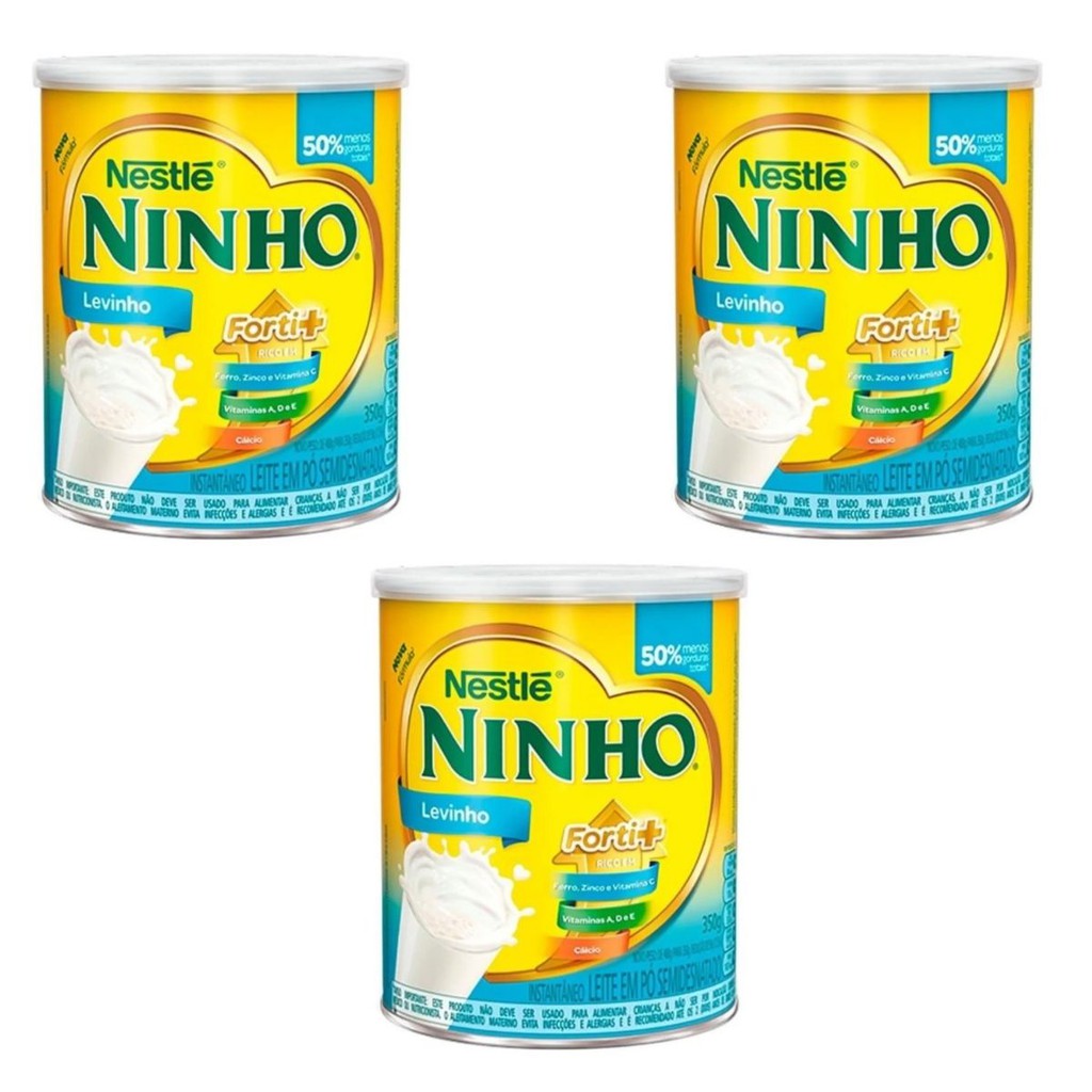 Kit 03 Leite em Pó Ninho Fort+ Levinho 350g Semi Desnatado Formula Infantil