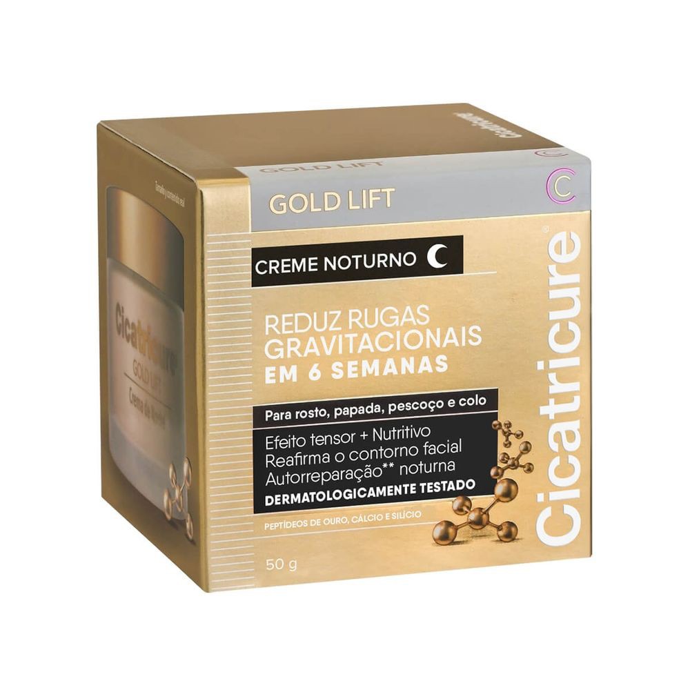 Cicatricure Gold Lift Creme Noturno reduz rugas 50g ouro dourado