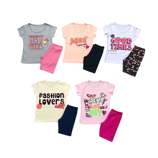 Kit 5 Conjuntos Infantis Shorts Legging e Blusa Manga Curta Tamanho 01 ao 14 Para Meninas