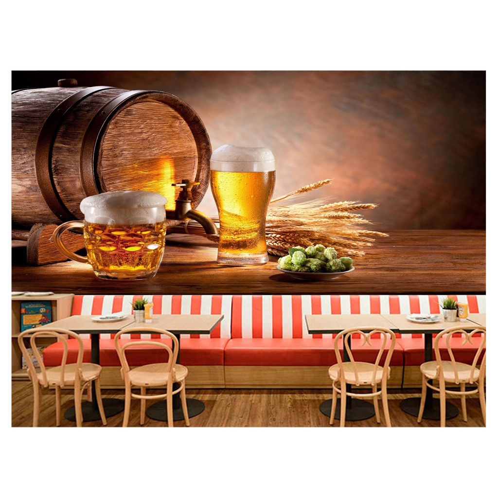 papel de parede Cerveja bebida barril cevada 3D 6m² AL60