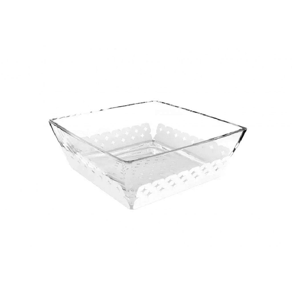 Saladeira Branca com Base de Aço Inox Pintado E Corpo de Vidro Linha LUCE Tramontina