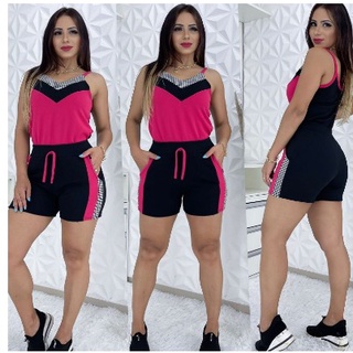 Conjunto Short e Blusa Alcinha, Xadrez Malha Crepe Moda verão em Oferta na Shopee
