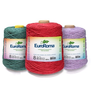 Barbante EuroRoma Nº8 600G 457M Fio Premium Sustentável Para Crochê E Artesanato