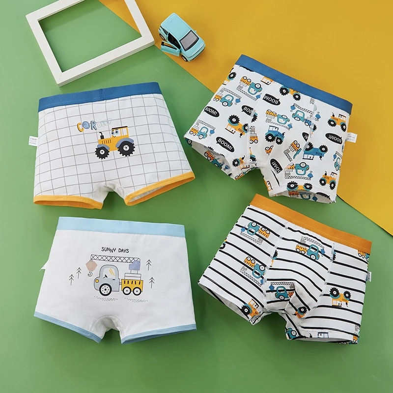 4 Peças Roupa Íntima Infantil Puro Algodão Cuecas Boxer Bebê Shorts Médio Grande Crianças Briefs — imagem 1