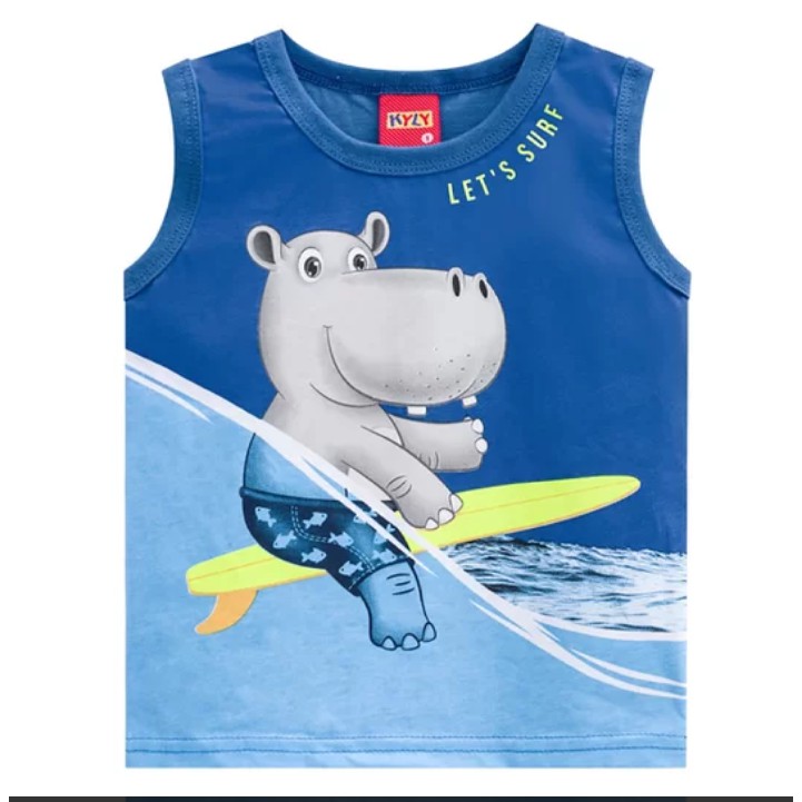 Camiseta Regata Bebe Menino Kyly Rinoceronte Surfista Tamanho M Shopee Brasil