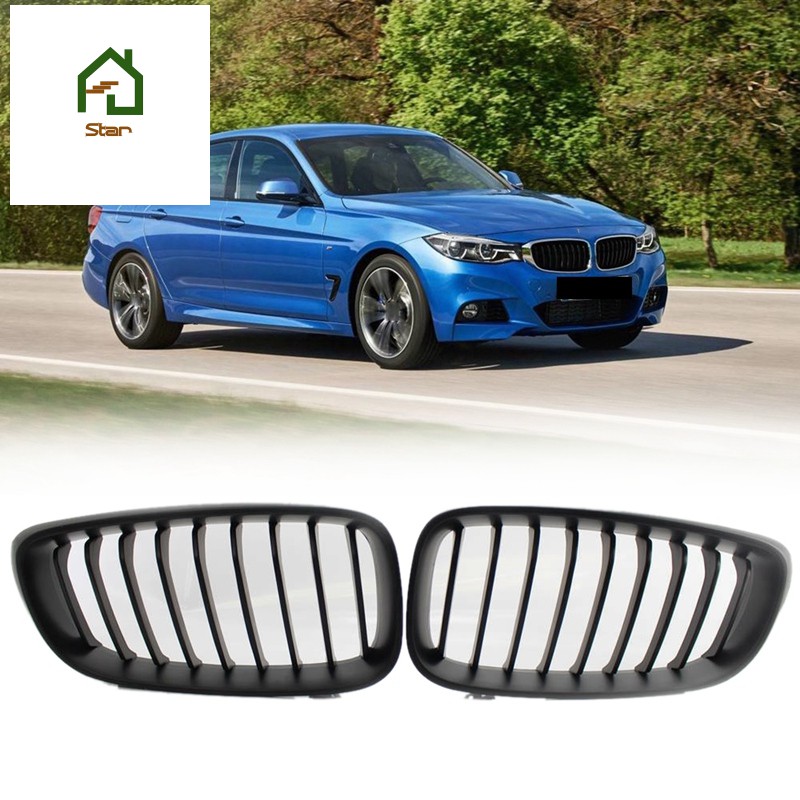 1 Pair Car Matte Black Front Bumper Kidney Grille For Bmw F34 335i Gt 3 Series 14 17 Shopee Brasil