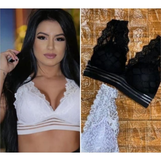 Sutiã / Corpete / Cropped Feminino Sexy Com Renda Com Tiras / Crop Tops / Colete