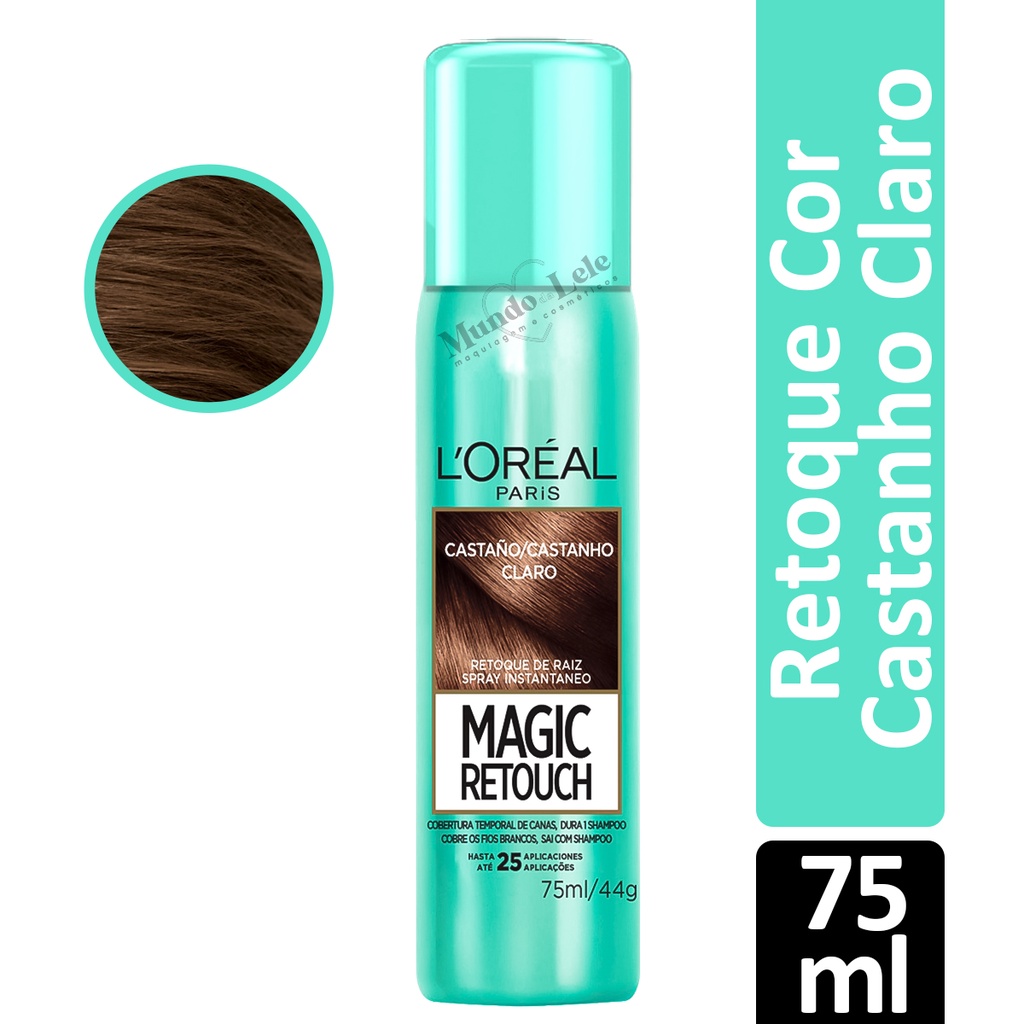 Retoque de Raiz Spray Instantâneo Magic Retouch Cor Castanho Claro Loréal Paris 75ml - 1 Unidade em Oferta na Shopee