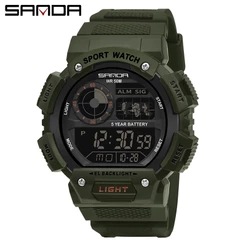 SANDA Nova Listagem Relógio Original à Prova D'água Relógio Digital Multifuncional Relógio Digital Masculino Moda Luxo Masculino Relógio De Lazer Multifuncional 6009