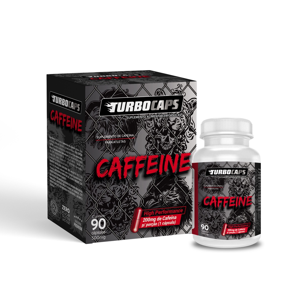 Cafeina Em Cápsulas Turbocaps Caffeine 200mg C/90 Caps | Shopee Brasil