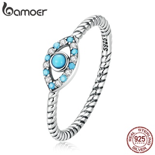 Bamoer Anel De Olho De Demônio Turquesa De Prata 925/Bijuteria Fashion Para Mulheres/Presente