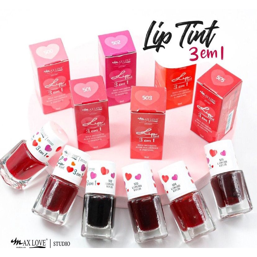 Lip Tint da Max Love Rosa Mosqueta com Ácido Hialurônico e D-Pantenol