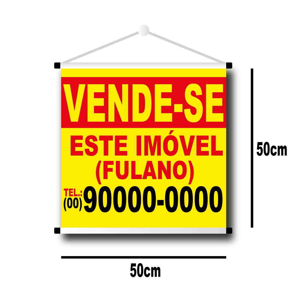 Banner Vende-se Imóvel 50(cm)x50(cm) em Oferta na Shopee