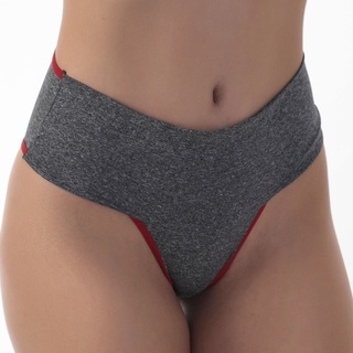 Kit 3 Calcinha Cós Fit Cintura Alta Mescla Com Forro 100% Algodão Tanga Adulta