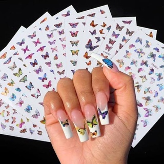 Cartela De Adesivo Para Unha De Borboleta Colorido Fannails